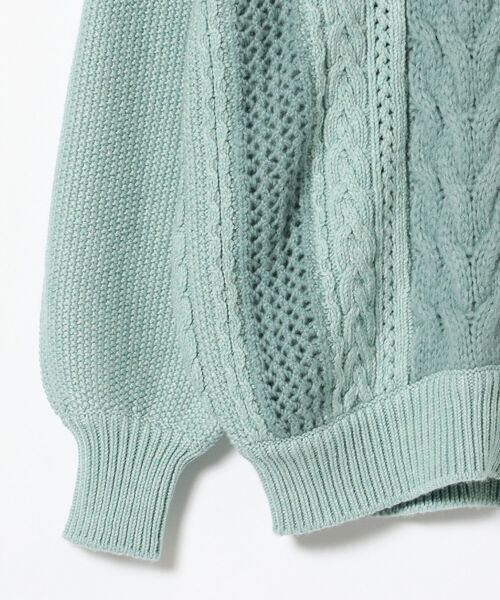 Ray BEAMS(レイビームス)の「Ray BEAMS / ケーブル キリカエ クルーネック ニット(ニット/セーター・レディース・オフホワイト/ライトブルー・ONE SIZE)」の6枚目の写真