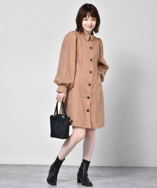 RETRO GIRL（レトロガール）の「バルーン袖チュニックワンピース（ワンピース・レディース・ブラウン/ブラック/バーガンディー/グリーン/チャコールグレー・FREE）」の11枚目の写真