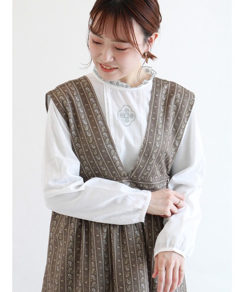 ehka sopo（エヘカソポ）の「単色刺繍ブラウス（シャツ/ブラウス・レディース・オフホワイト/ミント/キナリ・ﾌﾘ-）」の3枚目の写真