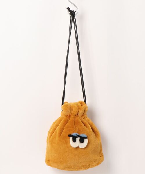 EARTH MADE（アースメイド）の「FUR 巾着ミドル BAG（トートバッグ・レディース・マスタード/ライトピンク/ブラウン/レッド・FREE）」の3枚目の写真