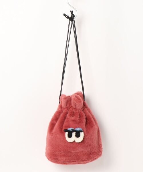 EARTH MADE（アースメイド）の「FUR 巾着ミドル BAG（トートバッグ・レディース・マスタード/ライトピンク/ブラウン/レッド・FREE）」の10枚目の写真
