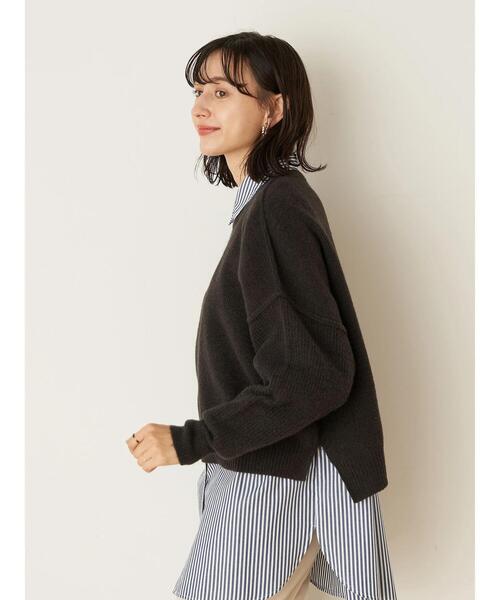 earth music&ecology（アースミュージックアンドエコロジー）の「エアリーショートニット ＊（ニット/セーター・レディース・チャコールグレー/イエロー/アイボリー/ラベンダー/ベージュ・FREE）」の6枚目の写真