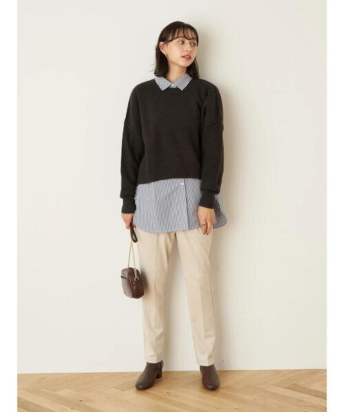 earth music&ecology（アースミュージックアンドエコロジー）の「エアリーショートニット ＊（ニット/セーター・レディース・チャコールグレー/イエロー/アイボリー/ラベンダー/ベージュ・FREE）」の8枚目の写真