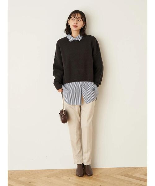 earth music&ecology（アースミュージックアンドエコロジー）の「エアリーショートニット ＊（ニット/セーター・レディース・チャコールグレー/イエロー/アイボリー/ラベンダー/ベージュ・FREE）」の9枚目の写真