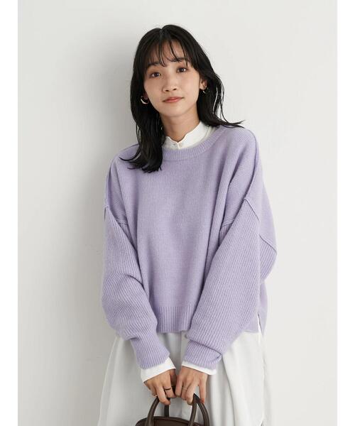 earth music&ecology（アースミュージックアンドエコロジー）の「エアリーショートニット ＊（ニット/セーター・レディース・チャコールグレー/イエロー/アイボリー/ラベンダー/ベージュ・FREE）」の12枚目の写真