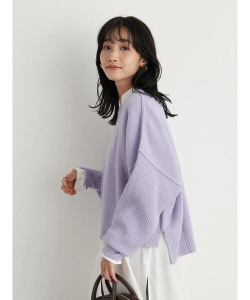 earth music&ecology（アースミュージックアンドエコロジー）の「エアリーショートニット ＊（ニット/セーター・レディース・チャコールグレー/イエロー/アイボリー/ラベンダー/ベージュ・FREE）」の13枚目の写真