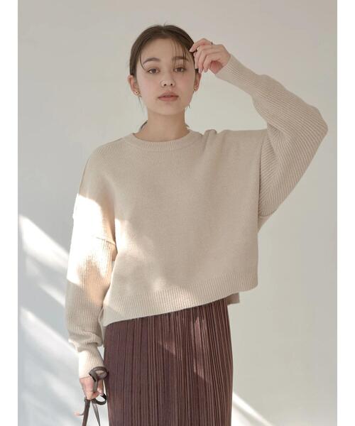 earth music&ecology（アースミュージックアンドエコロジー）の「エアリーショートニット ＊（ニット/セーター・レディース・チャコールグレー/イエロー/アイボリー/ラベンダー/ベージュ・FREE）」の18枚目の写真