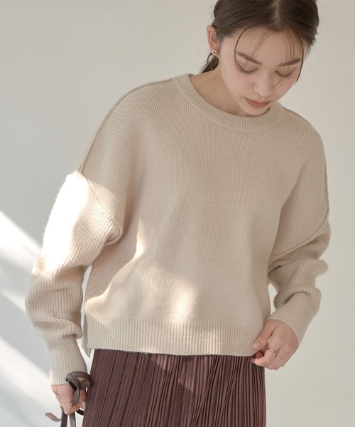 earth music&ecology（アースミュージックアンドエコロジー）の「エアリーショートニット ＊（ニット/セーター・レディース・チャコールグレー/イエロー/アイボリー/ラベンダー/ベージュ・FREE）」の3枚目の写真