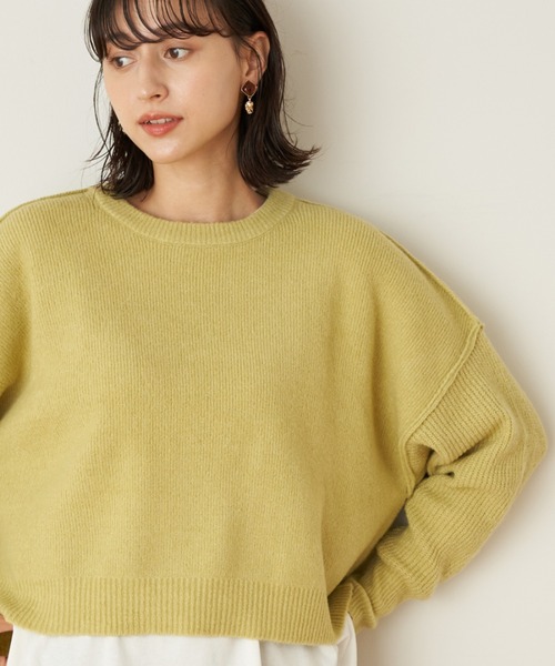 earth music&ecology（アースミュージックアンドエコロジー）の「エアリーショートニット ＊（ニット/セーター・レディース・チャコールグレー/イエロー/アイボリー/ラベンダー/ベージュ・FREE）」の5枚目の写真