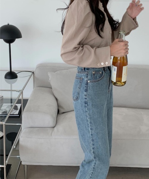 mood for a day（ムードフォーアデイ）の「waggy denim / ハイウエストストレートデニム（デニムパンツ・レディース・ブルー・SMALL/MEDIUM）」の9枚目の写真