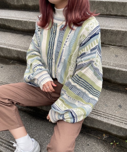 nemne store(ネンネストア)の「紅葉狩りに出かけるクージーフウニット(ニット/セーター・レディース・ブラック/グリーン/アイボリー・フリー)」の10枚目の写真
