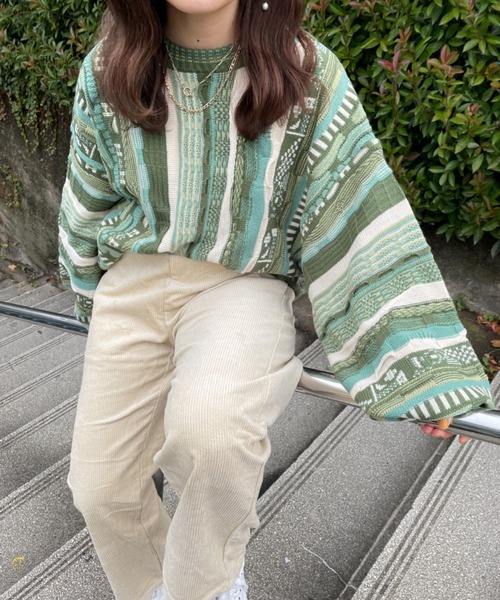 nemne store(ネンネストア)の「紅葉狩りに出かけるクージーフウニット(ニット/セーター・レディース・ブラック/グリーン/アイボリー・フリー)」の20枚目の写真