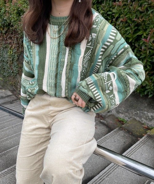 nemne store(ネンネストア)の「紅葉狩りに出かけるクージーフウニット(ニット/セーター・レディース・ブラック/グリーン/アイボリー・フリー)」の21枚目の写真