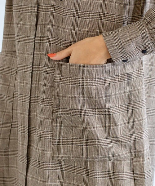 STYLE DELI(スタイルデリ)の「【LUXE】グレンチェック柄プリーツ切替ワンピース(ワンピース・レディース・ブラックミックス/ブラウン系その他・01/02)」の10枚目の写真