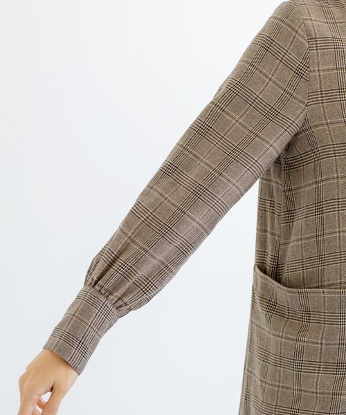 STYLE DELI(スタイルデリ)の「【LUXE】グレンチェック柄プリーツ切替ワンピース(ワンピース・レディース・ブラックミックス/ブラウン系その他・01/02)」の12枚目の写真