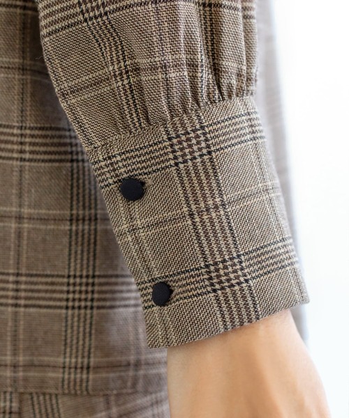 STYLE DELI(スタイルデリ)の「【LUXE】グレンチェック柄プリーツ切替ワンピース(ワンピース・レディース・ブラックミックス/ブラウン系その他・01/02)」の13枚目の写真