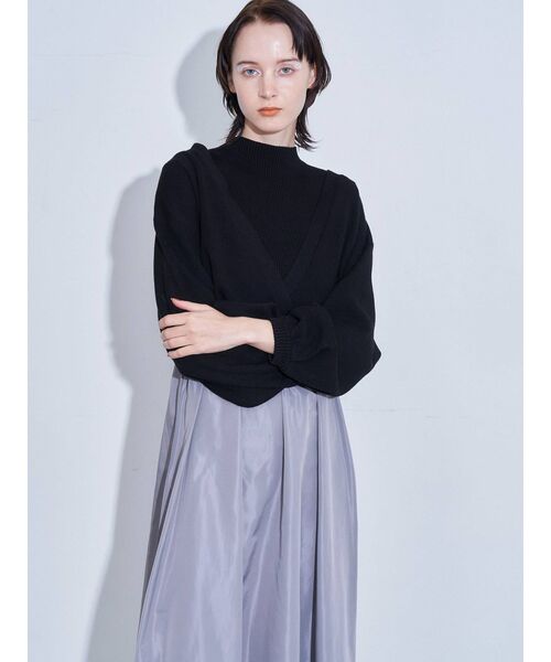 ELENDEEK（エレンディーク）の「カーディガンレイヤードライクドッキングワンピース（ワンピース・レディース・ブラック/グレー/ライトベージュ・01/02）」の8枚目の写真