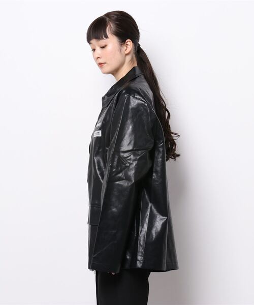 genxder】ユニセックスフェイクレザーシャツジャケット