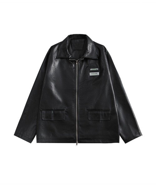 genxder】ユニセックスフェイクレザーシャツジャケット