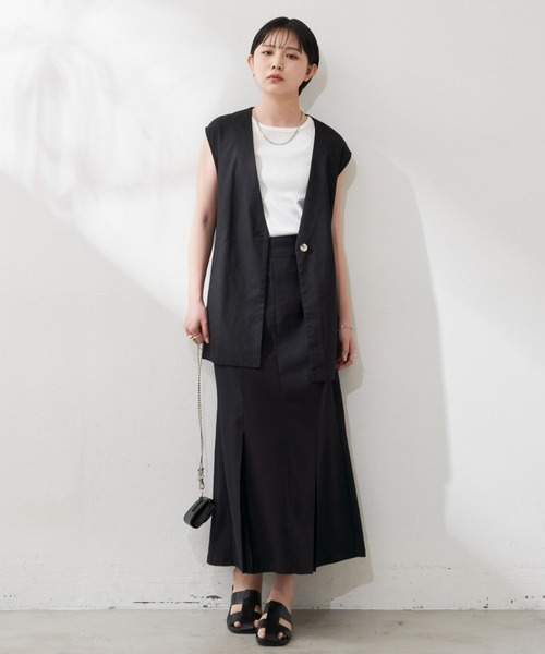 Aunt Marie's（アントマリーズ）の「リネンスリーブレスジレ（ベスト・レディース・ブラック/ブラウン/ナチュラル・FREE）」の21枚目の写真