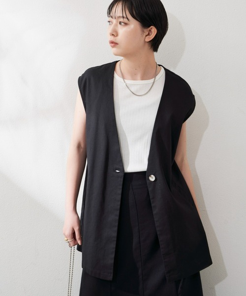 Aunt Marie's（アントマリーズ）の「リネンスリーブレスジレ（ベスト・レディース・ブラック/ブラウン/ナチュラル・FREE）」の19枚目の写真