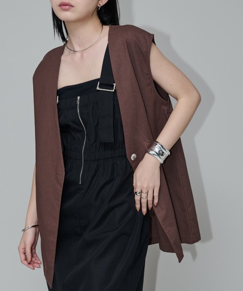 Aunt Marie's（アントマリーズ）の「リネンスリーブレスジレ（ベスト・レディース・ブラック/ブラウン/ナチュラル・FREE）」の10枚目の写真