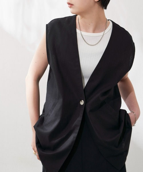 Aunt Marie's（アントマリーズ）の「リネンスリーブレスジレ（ベスト・レディース・ブラック/ブラウン/ナチュラル・FREE）」の17枚目の写真