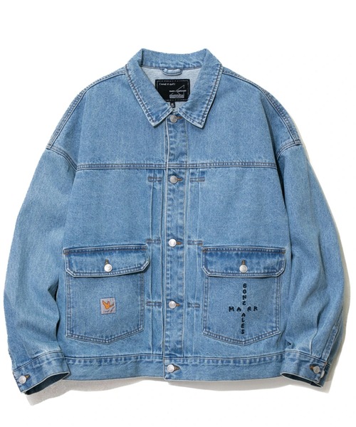 (What it isNt)ART BY MARKGONZALES(ワットイットイズント)の「(What it isNt)/ホワットイットイズント ART BY MARKGONZALES TRACKER JACKET(デニムジャケット・メンズ・ライトインディゴブルー・LARGE/MEDIUM)」の2枚目の写真