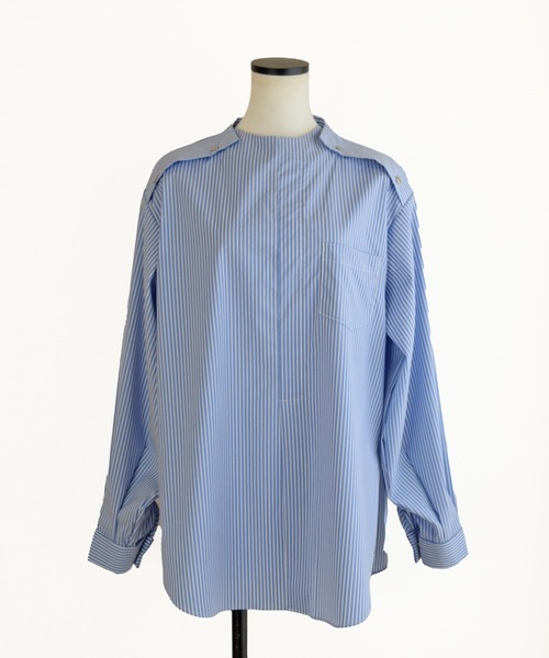 Marient（マリエント）の「ストライプスナップBL（シャツ/ブラウス・レディース・ブルー・FREE）」の6枚目の写真