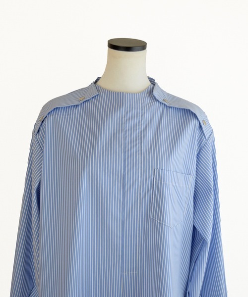 Marient（マリエント）の「ストライプスナップBL（シャツ/ブラウス・レディース・ブルー・FREE）」の7枚目の写真