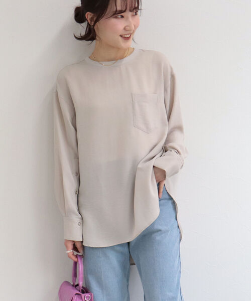 fredy emue(フレディエミュ)の「ジョーゼットTシャツブラウス(シャツ/ブラウス・レディース・チャコールグレー/ベージュ/オフホワイト/カーキ・38)」の14枚目の写真