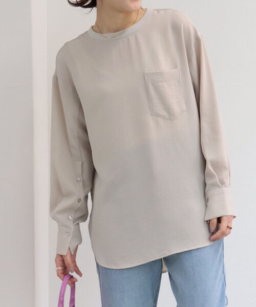 fredy emue(フレディエミュ)の「ジョーゼットTシャツブラウス(シャツ/ブラウス・レディース・チャコールグレー/ベージュ/オフホワイト/カーキ・38)」の12枚目の写真