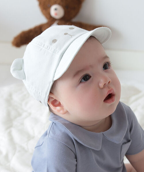 こども ビームス（コドモビームス）の「こども ビームス / くまキャップ 22（44~48cm）（キャップ・キッズ・オフホワイト/サックスブルー/ピンク・46-48cm/44-46cm）」の7枚目の写真