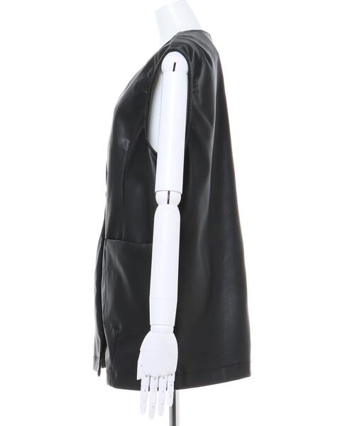 INGNI（イング）の「フェイクレザー／ジレ（ミリタリージャケット・レディース・ブラック・M）」の3枚目の写真