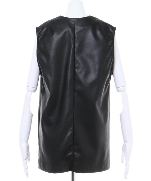 INGNI（イング）の「フェイクレザー／ジレ（ミリタリージャケット・レディース・ブラック・M）」の4枚目の写真