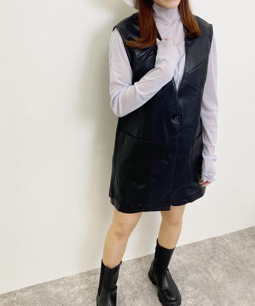 INGNI（イング）の「フェイクレザー／ジレ（ミリタリージャケット・レディース・ブラック・M）」の11枚目の写真