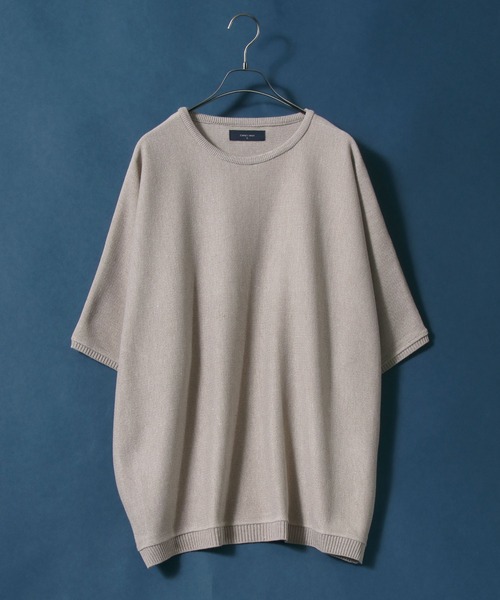 ANPAS（アンパス）の「Milan Rib Drape Dolman Knit Pullover/ミラノリブ ドレープ ドルマンスリーブ 5分袖 ニットプルオーバー（ニット/セーター・メンズ・チャコールグレー/ライトグレー/ブラック/ベージュ/パープル/ネイビー/ブラウン/ピンク/オレンジ/ブルー/グリーン/マスタード/ブラウン系その他/ナチュラル/ブルーグリーン/ワイン・M/L）」の7枚目の写真