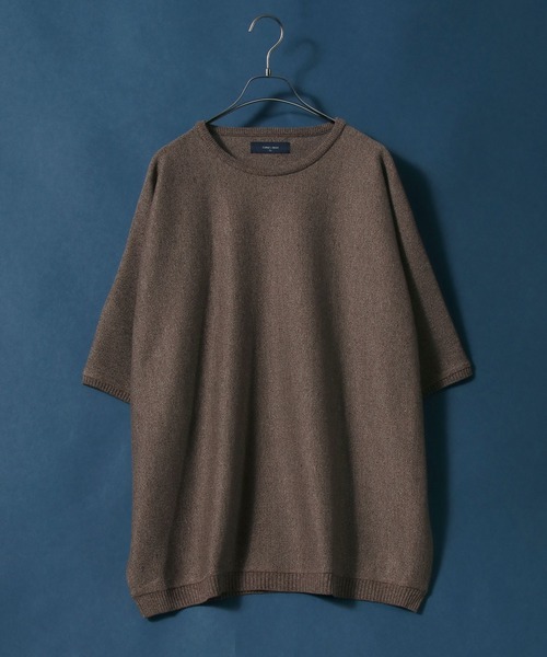 ANPAS（アンパス）の「Milan Rib Drape Dolman Knit Pullover/ミラノリブ ドレープ ドルマンスリーブ 5分袖 ニットプルオーバー（ニット/セーター・メンズ・チャコールグレー/ライトグレー/ブラック/ベージュ/パープル/ネイビー/ブラウン/ピンク/オレンジ/ブルー/グリーン/マスタード/ブラウン系その他/ナチュラル/ブルーグリーン/ワイン・M/L）」の6枚目の写真