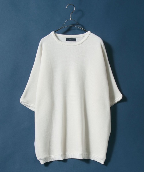 ANPAS（アンパス）の「Milan Rib Drape Dolman Knit Pullover/ミラノリブ ドレープ ドルマンスリーブ 5分袖 ニットプルオーバー（ニット/セーター・メンズ・チャコールグレー/ライトグレー/ブラック/ベージュ/パープル/ネイビー/ブラウン/ピンク/オレンジ/ブルー/グリーン/マスタード/ブラウン系その他/ナチュラル/ブルーグリーン/ワイン・M/L）」の8枚目の写真