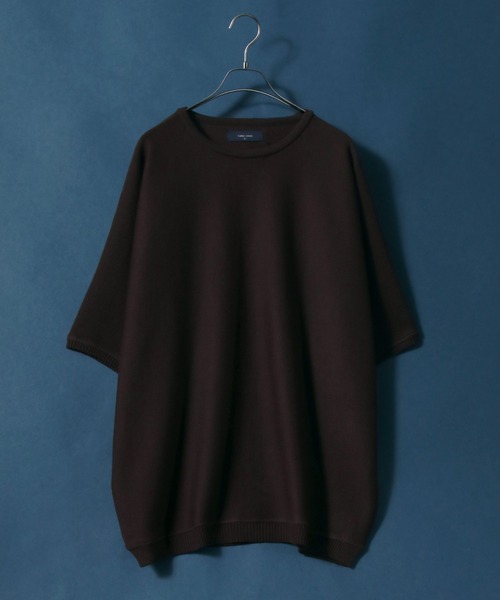 ANPAS（アンパス）の「Milan Rib Drape Dolman Knit Pullover/ミラノリブ ドレープ ドルマンスリーブ 5分袖 ニットプルオーバー（ニット/セーター・メンズ・チャコールグレー/ライトグレー/ブラック/ベージュ/パープル/ネイビー/ブラウン/ピンク/オレンジ/ブルー/グリーン/マスタード/ブラウン系その他/ナチュラル/ブルーグリーン/ワイン・M/L）」の5枚目の写真