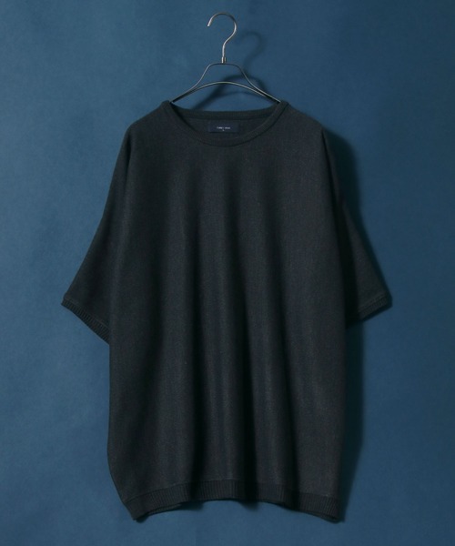 ANPAS（アンパス）の「Milan Rib Drape Dolman Knit Pullover/ミラノリブ ドレープ ドルマンスリーブ 5分袖 ニットプルオーバー（ニット/セーター・メンズ・チャコールグレー/ライトグレー/ブラック/ベージュ/パープル/ネイビー/ブラウン/ピンク/オレンジ/ブルー/グリーン/マスタード/ブラウン系その他/ナチュラル/ブルーグリーン/ワイン・M/L）」の3枚目の写真