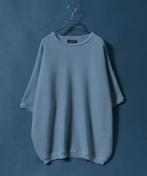 ANPAS（アンパス）の「Milan Rib Drape Dolman Knit Pullover/ミラノリブ ドレープ ドルマンスリーブ 5分袖 ニットプルオーバー（ニット/セーター・メンズ・チャコールグレー/ライトグレー/ブラック/ベージュ/パープル/ネイビー/ブラウン/ピンク/オレンジ/ブルー/グリーン/マスタード/ブラウン系その他/ナチュラル/ブルーグリーン/ワイン・M/L）」の11枚目の写真