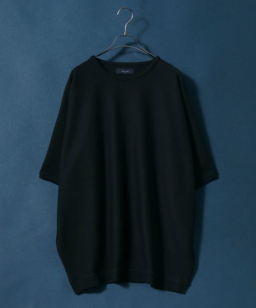 ANPAS（アンパス）の「Milan Rib Drape Dolman Knit Pullover/ミラノリブ ドレープ ドルマンスリーブ 5分袖 ニットプルオーバー（ニット/セーター・メンズ・チャコールグレー/ライトグレー/ブラック/ベージュ/パープル/ネイビー/ブラウン/ピンク/オレンジ/ブルー/グリーン/マスタード/ブラウン系その他/ナチュラル/ブルーグリーン/ワイン・M/L）」の2枚目の写真