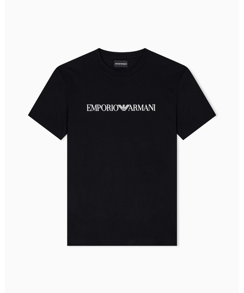 新品 エンポリオアルマーニ 光沢ロゴ刺繍 ロゴ総柄 Tシャツ M