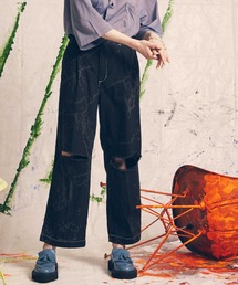 MAISON SPECIAL | 《ユニセックスアイテム》アブストラクトレーザー1タックデニムワイドパンツ【MAISON SPECIAL/メゾンスペシャル】(デニムパンツ)