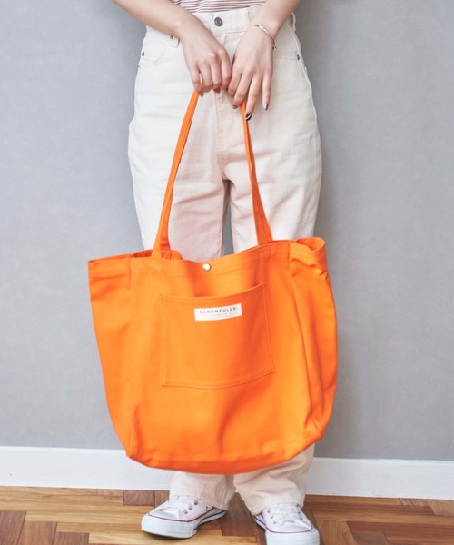 WEGO（ウィゴー）の「WEGO/【WEB限定】デイリーキャンバストート（トートバッグ・レディース・グリーン/ピンク/オレンジ/オフホワイト/ブラック・FREE）」の5枚目の写真