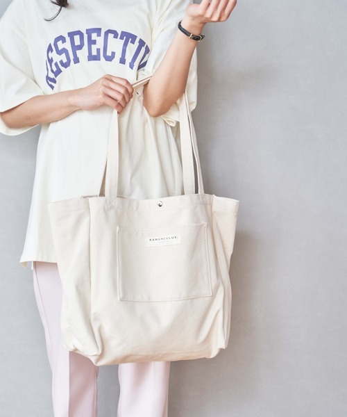 WEGO（ウィゴー）の「WEGO/【WEB限定】デイリーキャンバストート（トートバッグ・レディース・グリーン/ピンク/オレンジ/オフホワイト/ブラック・FREE）」の12枚目の写真