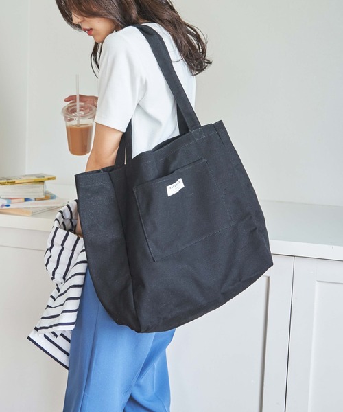 WEGO（ウィゴー）の「WEGO/【WEB限定】デイリーキャンバストート（トートバッグ・レディース・グリーン/ピンク/オレンジ/オフホワイト/ブラック・FREE）」の10枚目の写真