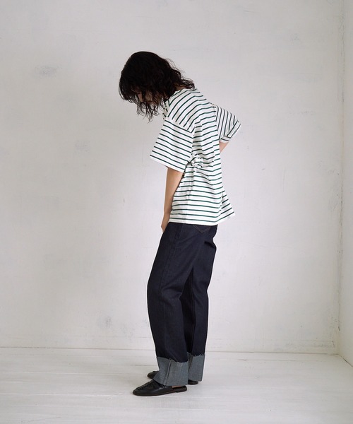 4youstory(フォーユーストーリー)の「【4youstory】ボーダーボートネックTシャツ(Tシャツ/カットソー・レディース・ブラック/レッド/ブルー/グリーン・FREE)」の15枚目の写真