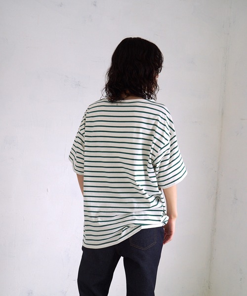 4youstory(フォーユーストーリー)の「【4youstory】ボーダーボートネックTシャツ(Tシャツ/カットソー・レディース・ブラック/レッド/ブルー/グリーン・FREE)」の18枚目の写真